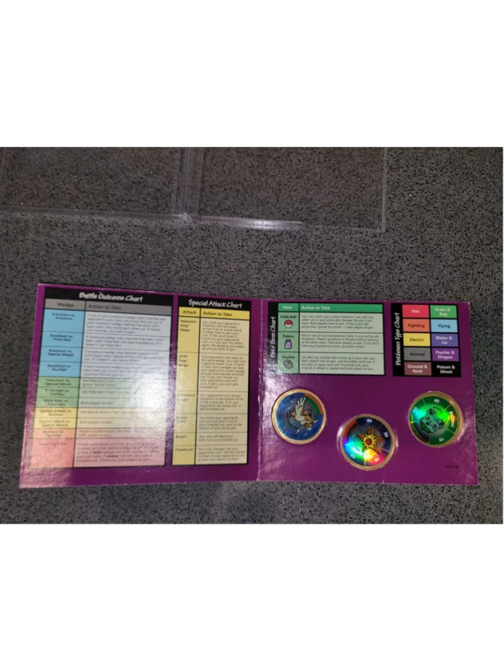 1999 Pokémon Battling Coin Game Set Hasbro Holographic Coins Complete Vintage